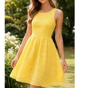 Kensie Yellow Eyelet Lace Sleeveless Fit & Flare
Dress Size Large